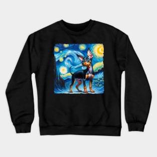 Starry Miniature Pinscher Portrait - Dog Portrait Crewneck Sweatshirt